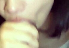 hot brunette babe sucks my cock super hard