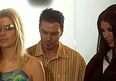 Cassie Young sneaks away for steamy lesbian anal with Jasmine Byrne, heels flying everywhere.