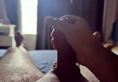 hey i'm stroking my huge cock with sun rays hitting just right 😏☀️