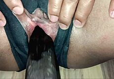 pretty shaved babe rides big cock to rough vaginal orgasm creampie explosion