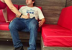 Blonde milf slut bent over restaurant table for public bareback doggystyle pounding?