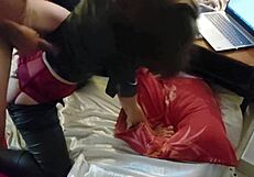 Intense French Amateur Doggystyle Fucks Satin Lingerie Clothed Rimjob