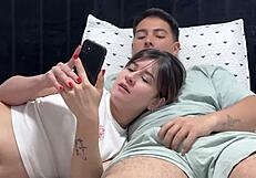 my cute colombian stepsister interrupts my game and i make her get intimate with me