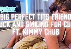 Big Perfect Tits Friend Fucked Rough Doggystyle Smiling for Cumshot!