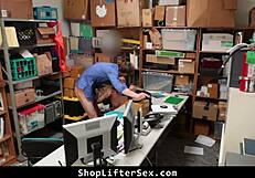 Shoplifter Shane Blair Bent Over Desk for Rough Cop Doggystyle Cowgirl Office Pound