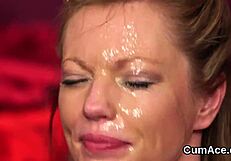 filthy fuckdoll face blasted with hot jizz swallows every sticky load!!
