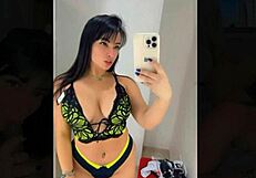 curvy latina goddess flashes cameltoe in store fitting room before bbc toy blowjob tease
