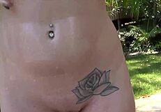 tattooed teen staci jaxxx bends over for outdoor monster cock creampie ride