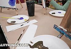 Kinky Blonde Emma Shay Rides Oliver's Dick After Class