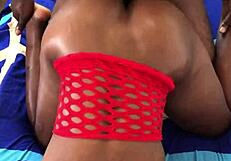 Hot black babe moans riding neighbor's monster bbc doggystyle in country quickie orgasm!