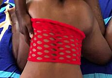 Hot black babe moans riding neighbor's monster bbc doggystyle in country quickie orgasm!