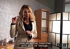 curvy blonde karina king with big tits sucks collector cock in office to pay debt