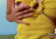 brunette bunny goddess teases clit with vibrator before slow orgasmic femdom slave fuck