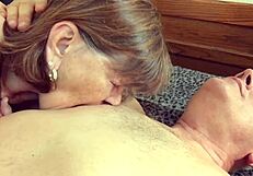 bbw granny carmen deepthroats cock and swallows cum like a pro