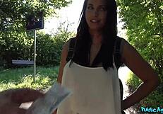 Public Agent Chloe Lamour Bends Over For Big Cock Titty Fuck Cumshot Outdoors