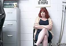 so this smoking redhead milf amber dawn gets caught shoplifting... then the cop bends her over for a hard office fuck?