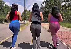 Wanna see three girls ride one cock in wild outdoor anal pov?