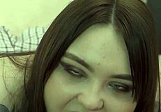 She uses strap-on on him while his load drips out with chastity belt play