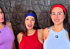 Wanna see three girls ride one cock in wild outdoor anal pov?