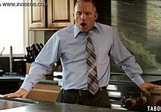 dirty dude pounds daughter-in-law's shaved juicy pussy doggystyle