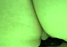 She uses strap-on on him while his load drips out with chastity belt play