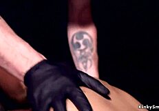 ebony slave bound choked gagged deepthroated squirting in brutal device