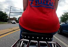 check out this curvy big ass milf flashing plump cheeks on biker gopro outdoors pt 1 🍑🏍️
