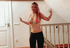 belly dancer goddess sways her huge belly in glasses fetish music tease