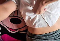 Married Neighbor Begs Recording as She Strips Fat Tits Bare