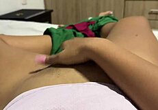 after classes in her gym uniform she fingers her big juicy pussy lips till she squirts