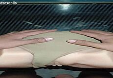 candy bent over desk for huge cock anal creampie in beige panties