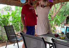 Sexy Ex-Wife Bends Over Skirt Up for Neighbor Creampie Doggystyle Pounding