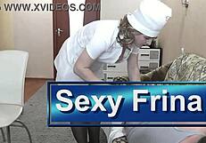 Sexy nurse skips panties strokes patient cock in stockings roleplay