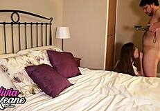 british college teen in lingerie sucks cock and takes hard pounding