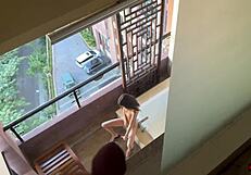 hey neighbor caught me naked on balcony so i gave him quick anal doggystyle cumshot