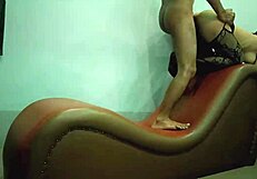 Myanmar cheating wife bent over sofa takes intense doggystyle pounding