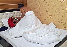 desi brunette's tight pussy gets creampied rough by lover