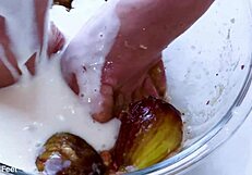 blonde goddess spits on her messy soles before offering them for licking and toe sucking