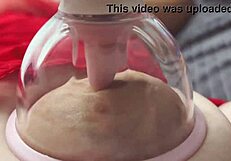 Cute colombian brunette's nipples sweetly licked by crazy vacuum tongue fetish