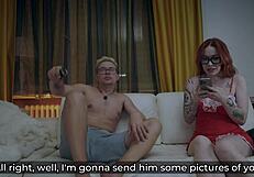 stepmom shares sofa massage with stepson fingering juicy pussy rough monster cock facial cumshot