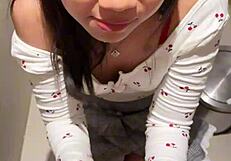 18-Year-Old Asian Cutie Sucks Huge Cock in Public Toilet Facial Cumshot Blast!