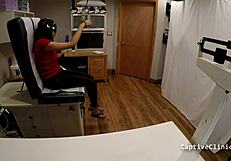 Blindfolded petite Latina Yasmine Woods screams in latex handcuffs backstage humiliation