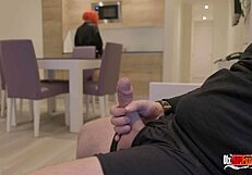 Stepmom Can't Resist Stepson's Masturbating Penis Deepthroat Swallow Cumshot