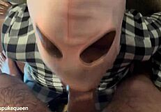 you love watching me puke on that small cock while licking taint and cum in my eye right