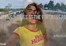 Valentina soaks her jeans three times wetting publicly at fortress park toilet