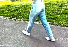 Valentina soaks her jeans three times wetting publicly at fortress park toilet