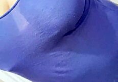 Pinay wife teases big milky boobs and tight hairy pussy in shower