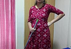 beautiful indian desi sali seduces jija with dirty hindi talk then enjoys his hardcore pounding while cleaning room