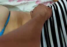 Watch My Hubby Sleep While I Fuck Lover's Huge Cock Comfortably!