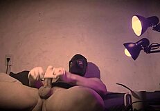 Sexy 18th-Century Doctor Cosplay Patient Jerks Monster Cock in Latex Gloves at Hospital